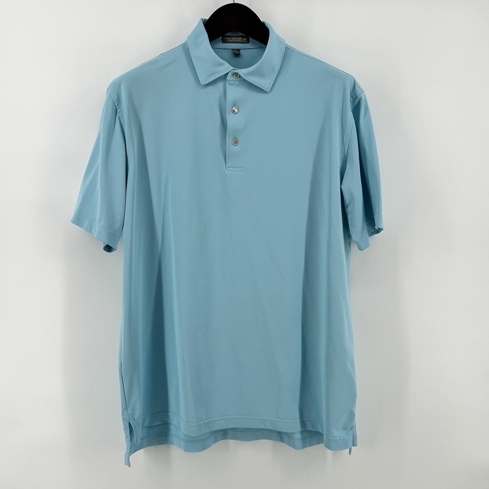 Peter Millar Summer Comfort Polo Mens L Baby Blue Performance Golf Stretch